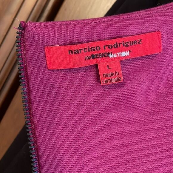 Narciso Rodriguez Mulberry & Black Designer block print dress Size L color block - Picture 9 of 16